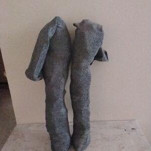 Shiny Grey Thigh High Boots